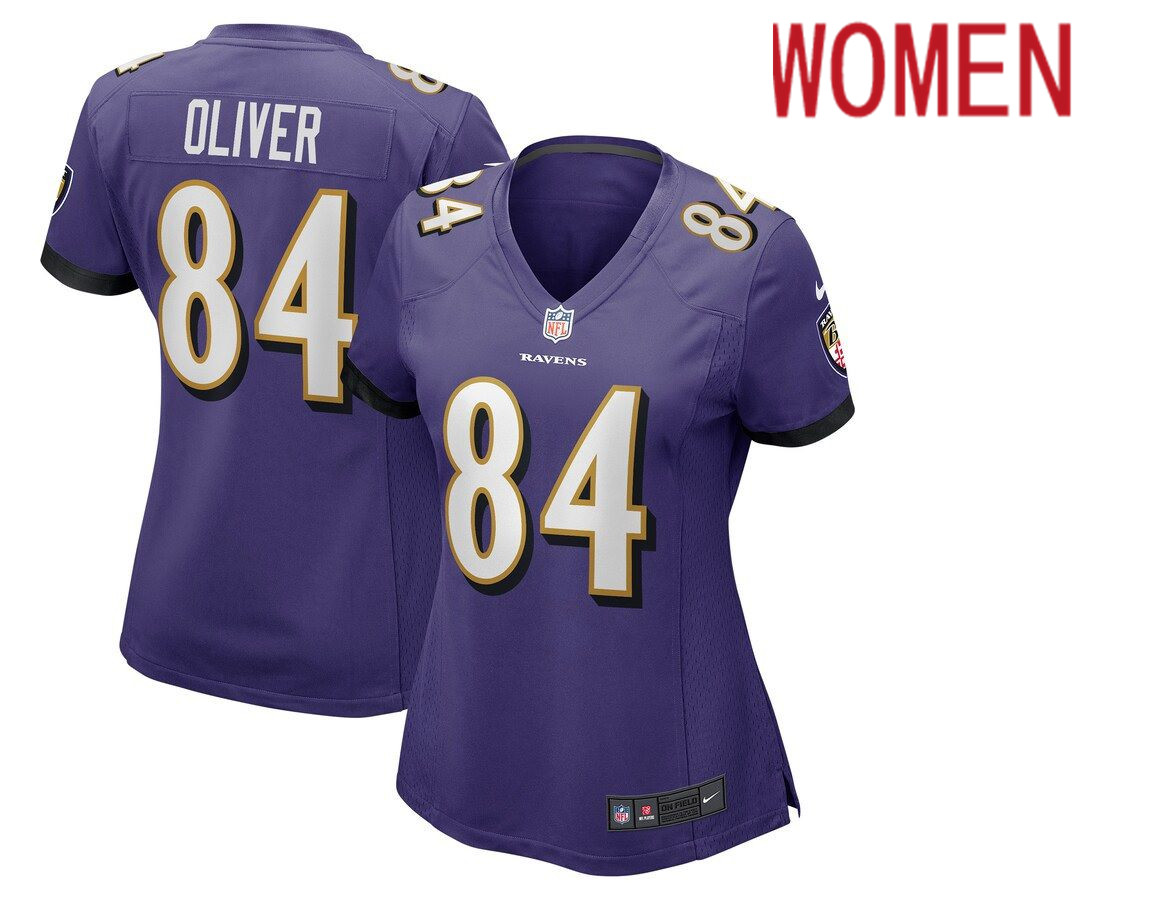 Women Baltimore Ravens #84 Josh Oliver Nike Purple Game NFL Jersey